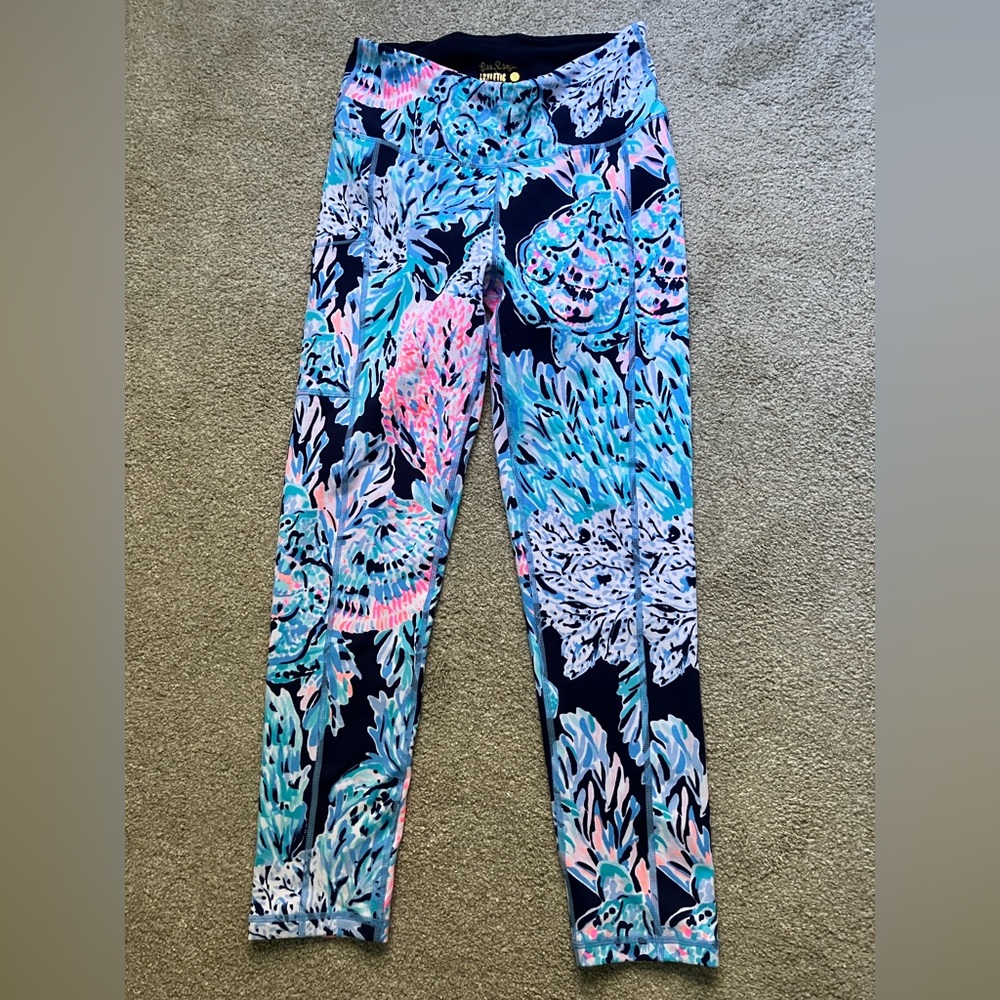 LILLY PULITZER LUXLETIC weekender leggings preppy tropical coastal resort S